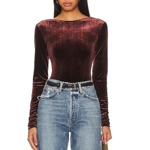 AGOLDE corrin chocolate brown velvet scoop back bodysuit